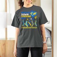 World Down Syndrome Day T Shirt For Women Blue Yellow Ribbon Down Right Perfect Awareness Support