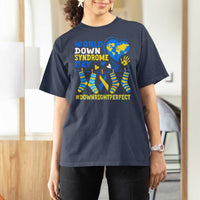 World Down Syndrome Day T Shirt For Women Blue Yellow Ribbon Down Right Perfect Awareness Support