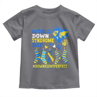World Down Syndrome Day Toddler T Shirt Blue Yellow Ribbon Down Right Perfect Awareness Support