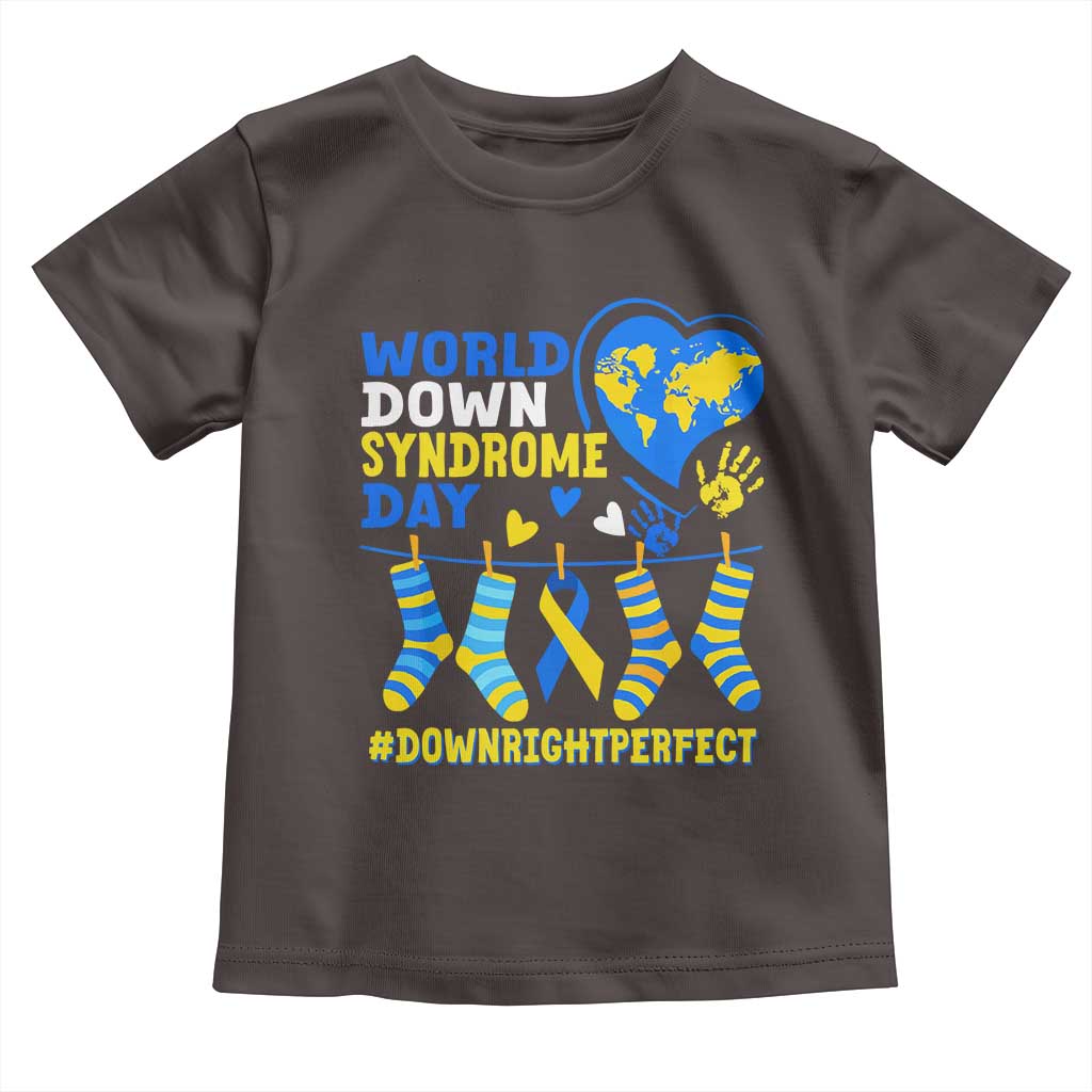 World Down Syndrome Day Toddler T Shirt Blue Yellow Ribbon Down Right Perfect Awareness Support