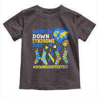 World Down Syndrome Day Toddler T Shirt Blue Yellow Ribbon Down Right Perfect Awareness Support