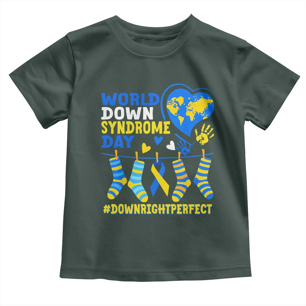 World Down Syndrome Day Toddler T Shirt Blue Yellow Ribbon Down Right Perfect Awareness Support