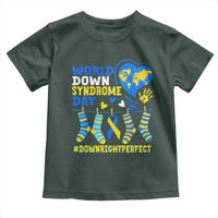 World Down Syndrome Day Toddler T Shirt Blue Yellow Ribbon Down Right Perfect Awareness Support