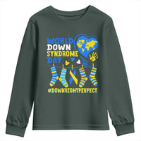 World Down Syndrome Day Youth Sweatshirt Blue Yellow Ribbon Down Right Perfect Awareness Support
