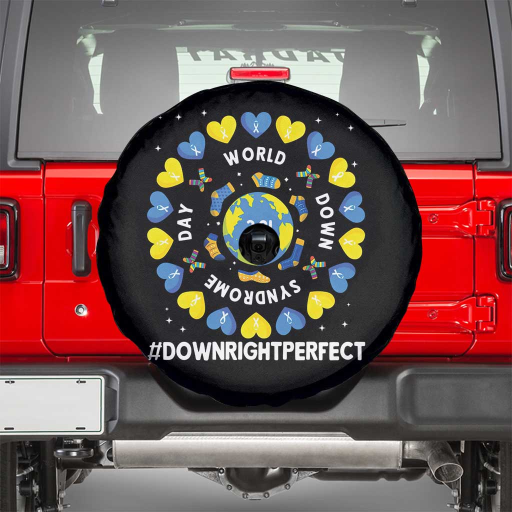 World Down Syndrome Day Spare Tire Cover 321 Awareness Support Blue Yellow Ribbon Down Right Perfect