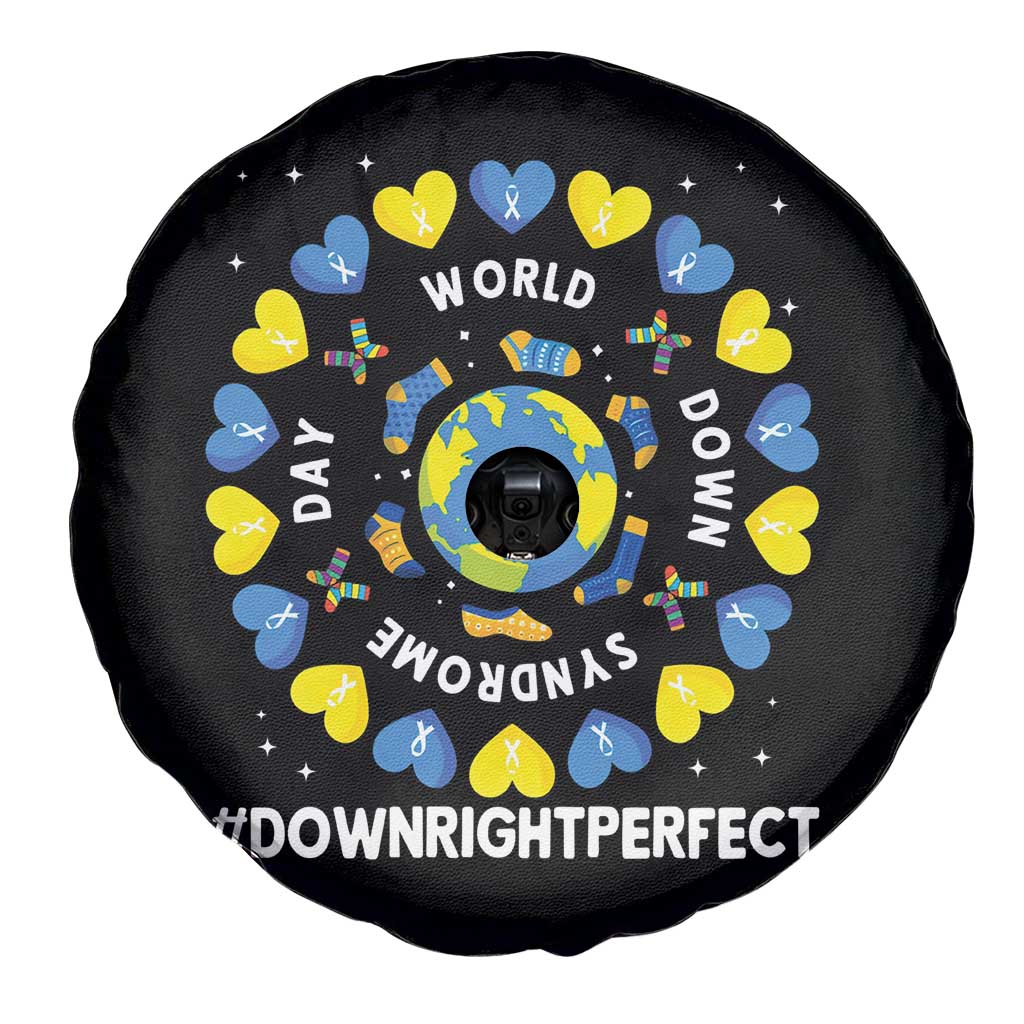 World Down Syndrome Day Spare Tire Cover 321 Awareness Support Blue Yellow Ribbon Down Right Perfect