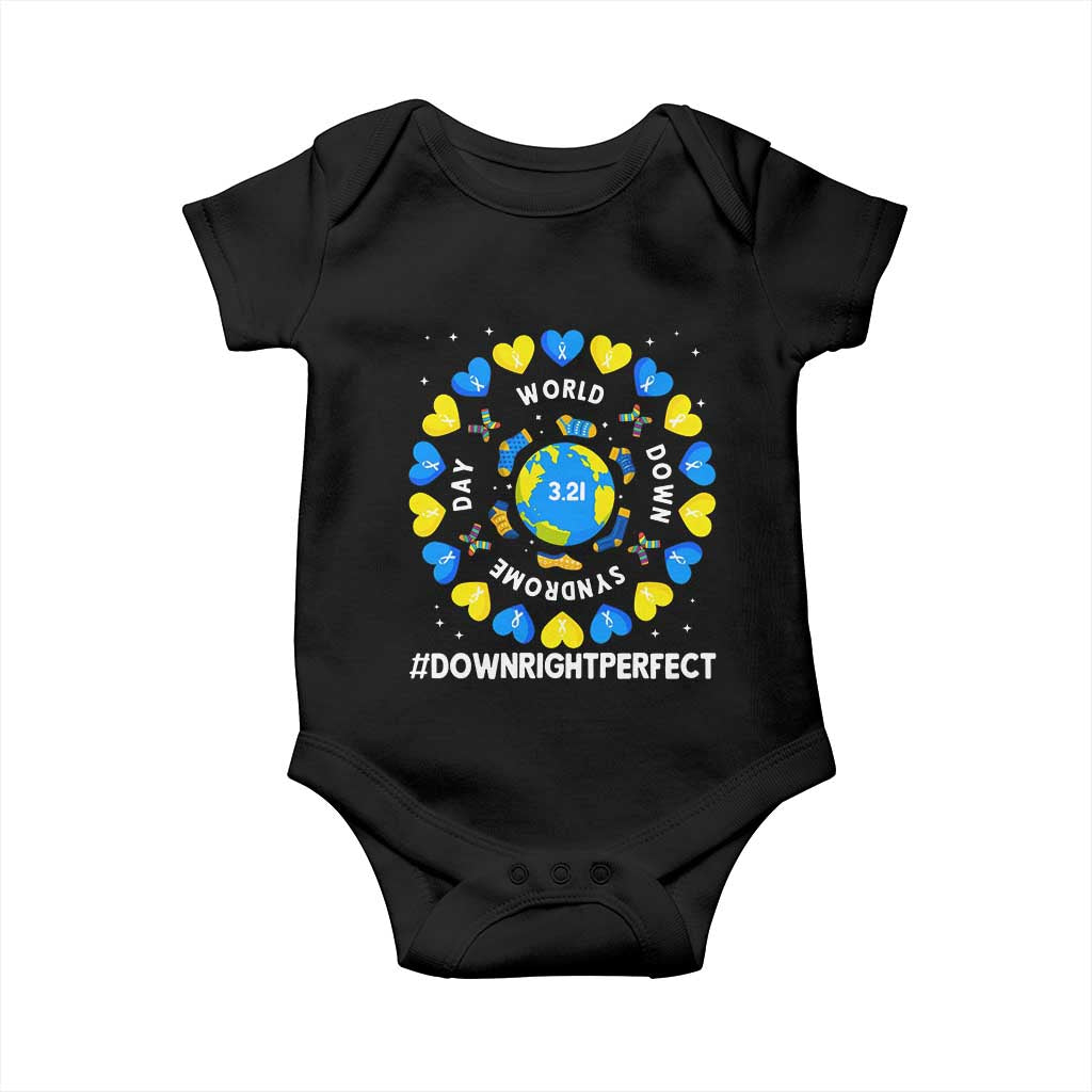 World Down Syndrome Day Baby Onesie 321 Awareness Support Blue Yellow Ribbon Down Right Perfect