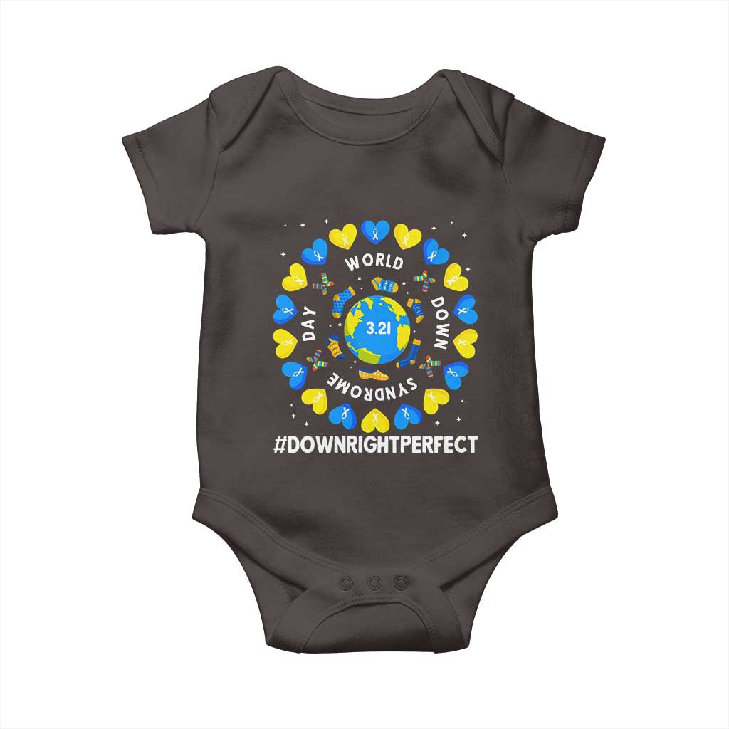 World Down Syndrome Day Baby Onesie 321 Awareness Support Blue Yellow Ribbon Down Right Perfect