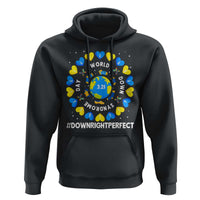World Down Syndrome Day Hoodie 321 Awareness Support Blue Yellow Ribbon Down Right Perfect