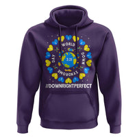 World Down Syndrome Day Hoodie 321 Awareness Support Blue Yellow Ribbon Down Right Perfect