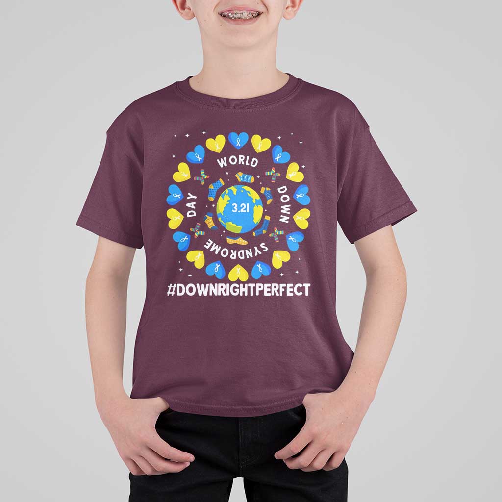 World Down Syndrome Day T Shirt For Kid 321 Awareness Support Blue Yellow Ribbon Down Right Perfect