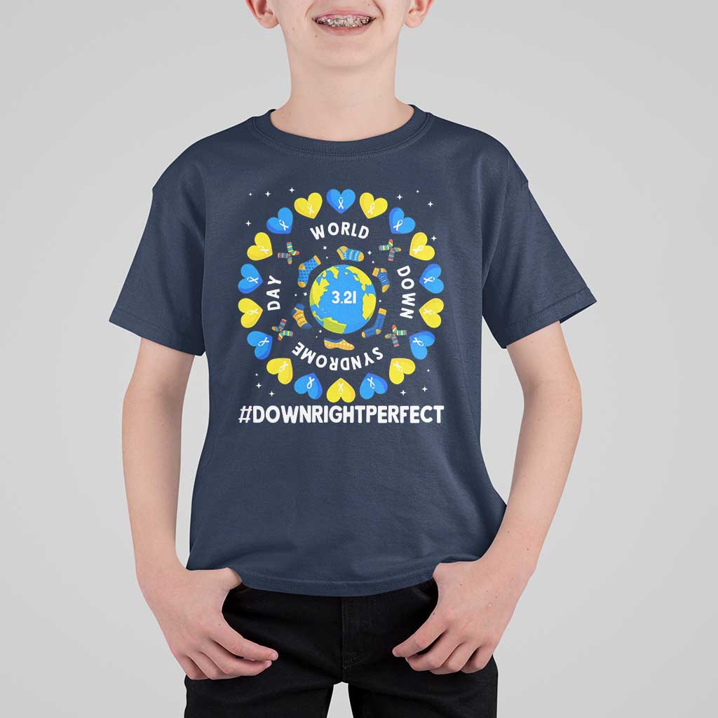 World Down Syndrome Day T Shirt For Kid 321 Awareness Support Blue Yellow Ribbon Down Right Perfect