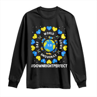 World Down Syndrome Day Long Sleeve Shirt 321 Awareness Support Blue Yellow Ribbon Down Right Perfect