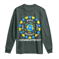 World Down Syndrome Day Long Sleeve Shirt 321 Awareness Support Blue Yellow Ribbon Down Right Perfect