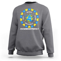 World Down Syndrome Day Sweatshirt 321 Awareness Support Blue Yellow Ribbon Down Right Perfect
