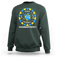 World Down Syndrome Day Sweatshirt 321 Awareness Support Blue Yellow Ribbon Down Right Perfect