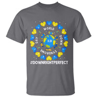 World Down Syndrome Day T Shirt 321 Awareness Support Blue Yellow Ribbon Down Right Perfect