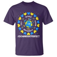 World Down Syndrome Day T Shirt 321 Awareness Support Blue Yellow Ribbon Down Right Perfect