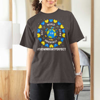 World Down Syndrome Day T Shirt For Women 321 Awareness Support Blue Yellow Ribbon Down Right Perfect