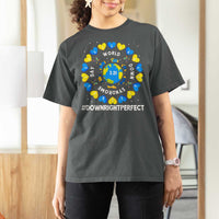 World Down Syndrome Day T Shirt For Women 321 Awareness Support Blue Yellow Ribbon Down Right Perfect