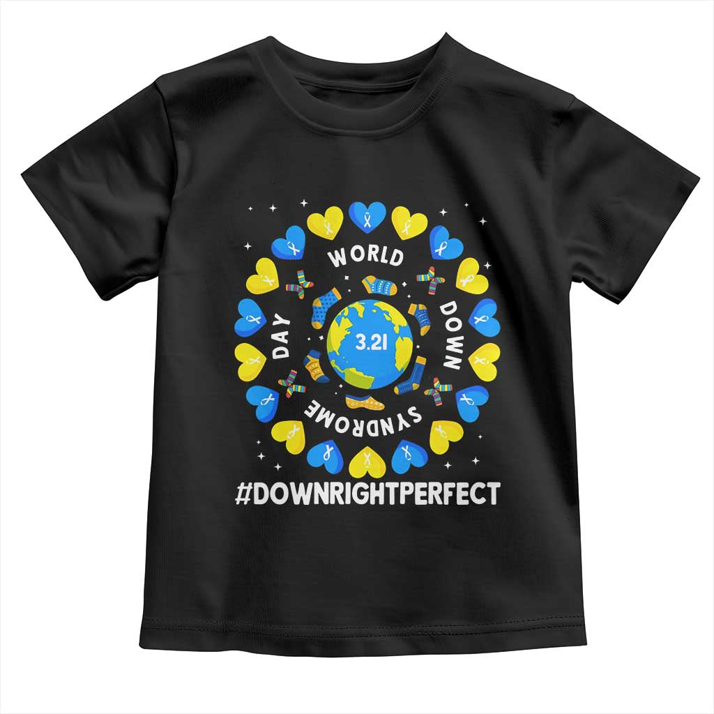 World Down Syndrome Day Toddler T Shirt 321 Awareness Support Blue Yellow Ribbon Down Right Perfect