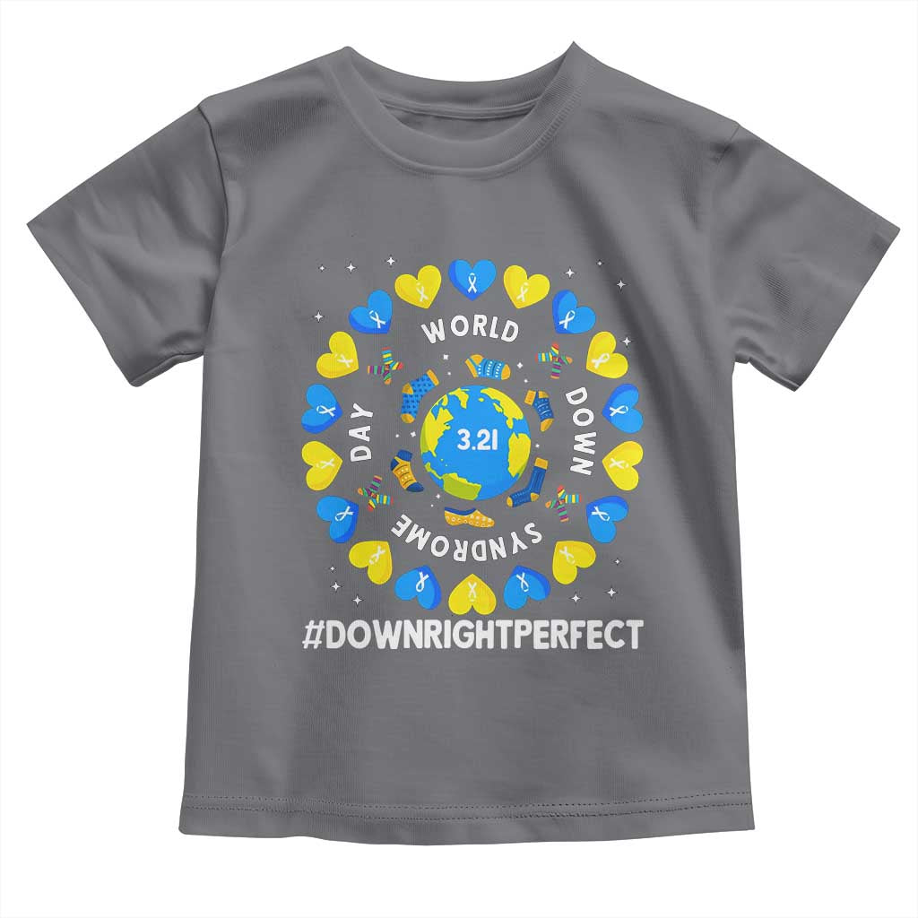 World Down Syndrome Day Toddler T Shirt 321 Awareness Support Blue Yellow Ribbon Down Right Perfect