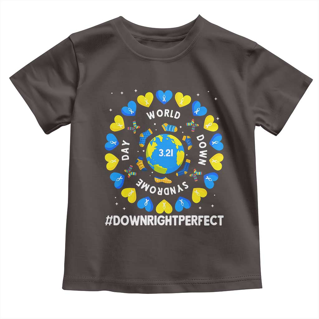 World Down Syndrome Day Toddler T Shirt 321 Awareness Support Blue Yellow Ribbon Down Right Perfect
