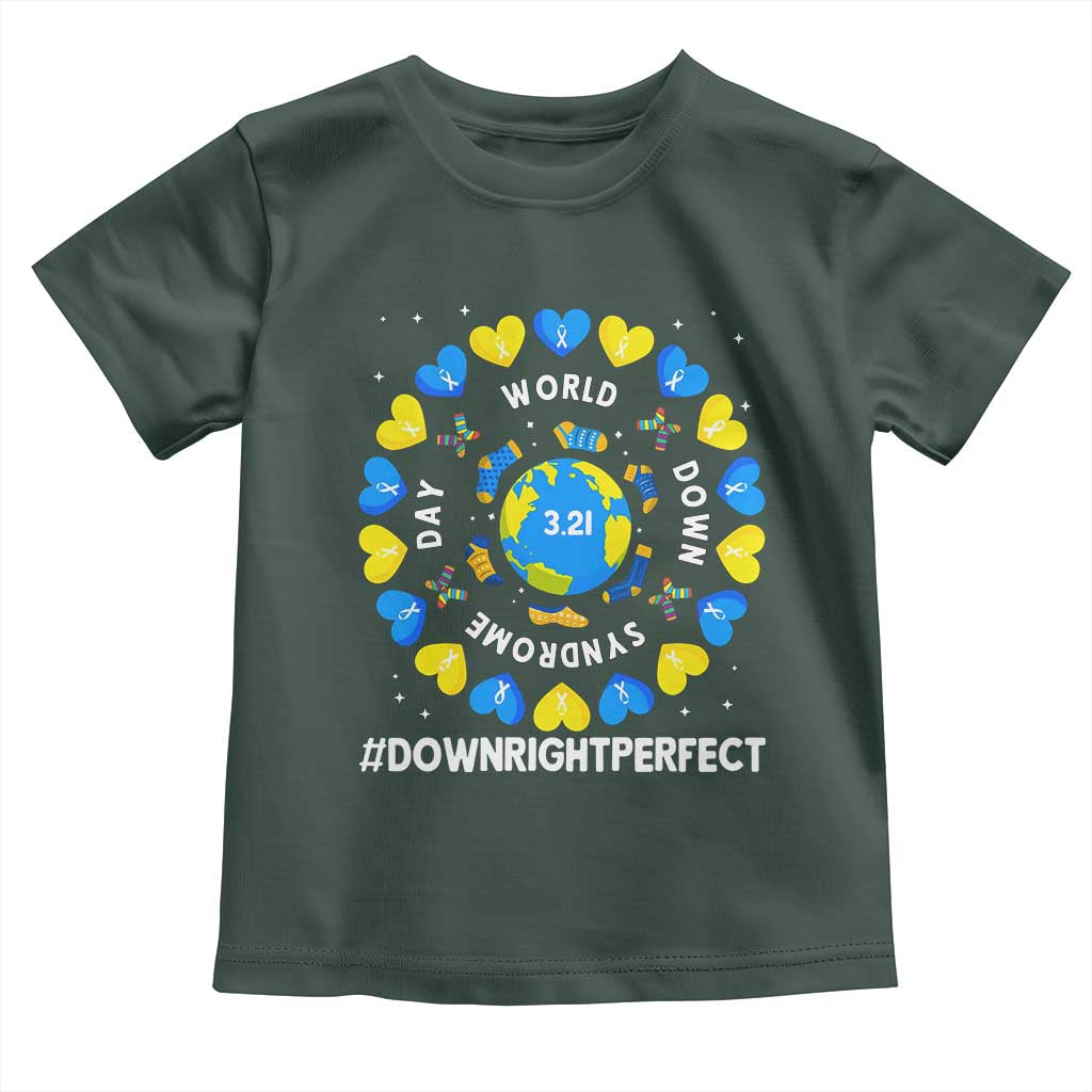 World Down Syndrome Day Toddler T Shirt 321 Awareness Support Blue Yellow Ribbon Down Right Perfect