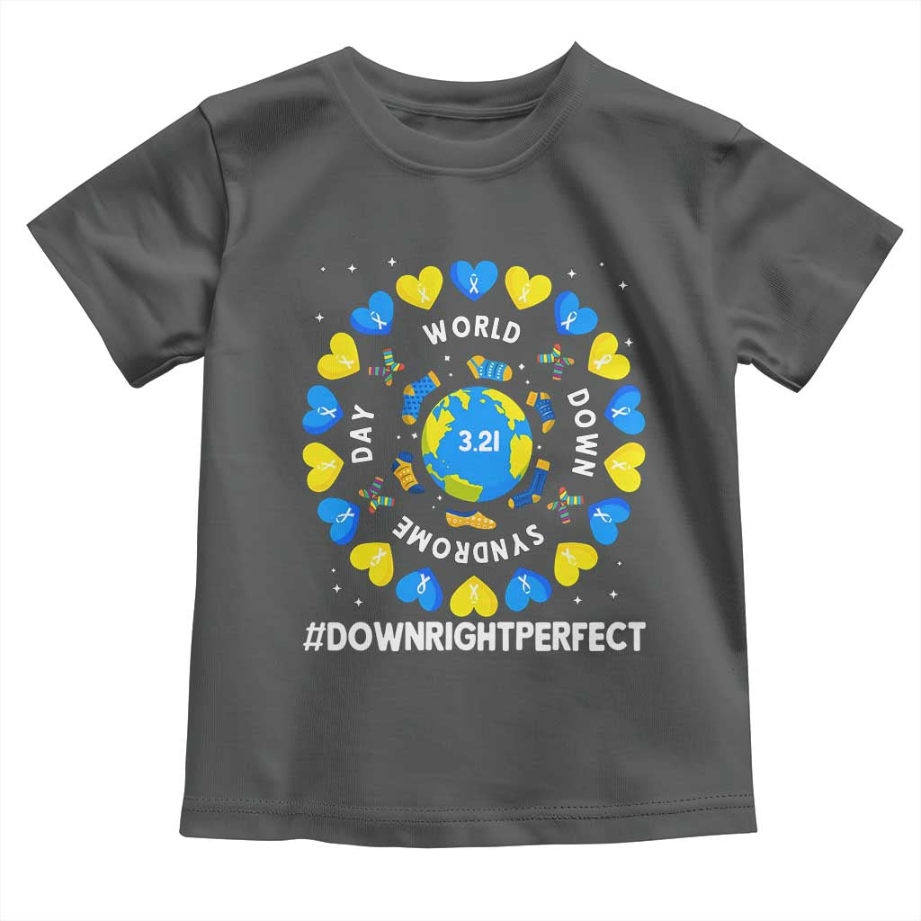World Down Syndrome Day Toddler T Shirt 321 Awareness Support Blue Yellow Ribbon Down Right Perfect