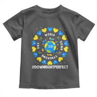 World Down Syndrome Day Toddler T Shirt 321 Awareness Support Blue Yellow Ribbon Down Right Perfect