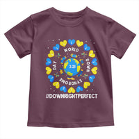 World Down Syndrome Day Toddler T Shirt 321 Awareness Support Blue Yellow Ribbon Down Right Perfect