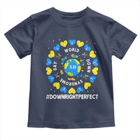 World Down Syndrome Day Toddler T Shirt 321 Awareness Support Blue Yellow Ribbon Down Right Perfect