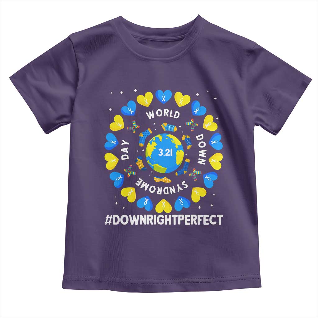 World Down Syndrome Day Toddler T Shirt 321 Awareness Support Blue Yellow Ribbon Down Right Perfect