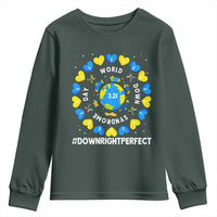 World Down Syndrome Day Youth Sweatshirt 321 Awareness Support Blue Yellow Ribbon Down Right Perfect