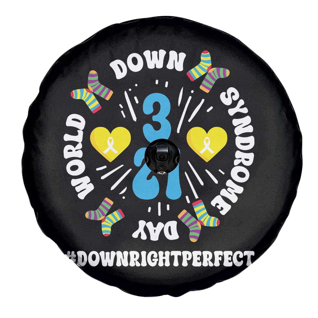 World Down Syndrome Day Spare Tire Cover 321 Awareness Support Blue Yellow Ribbon
