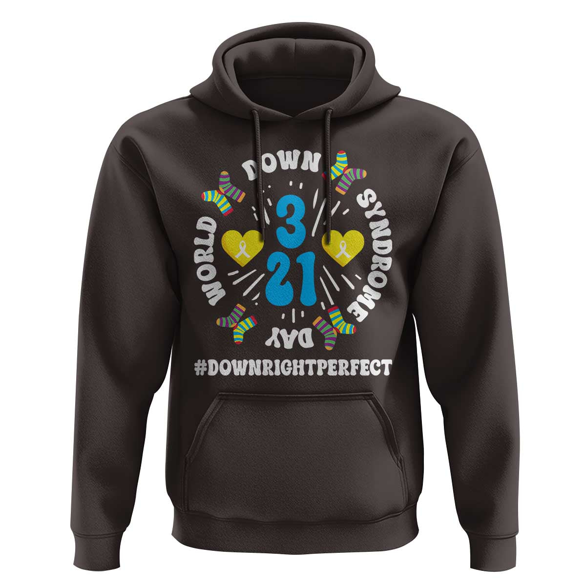 World Down Syndrome Day Hoodie 321 Awareness Support Blue Yellow Ribbon