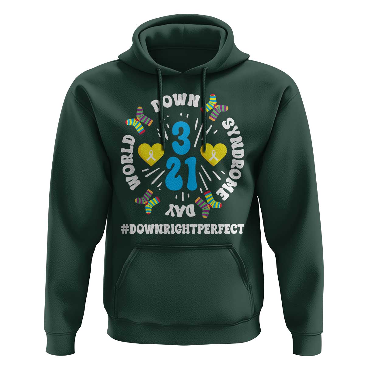 World Down Syndrome Day Hoodie 321 Awareness Support Blue Yellow Ribbon