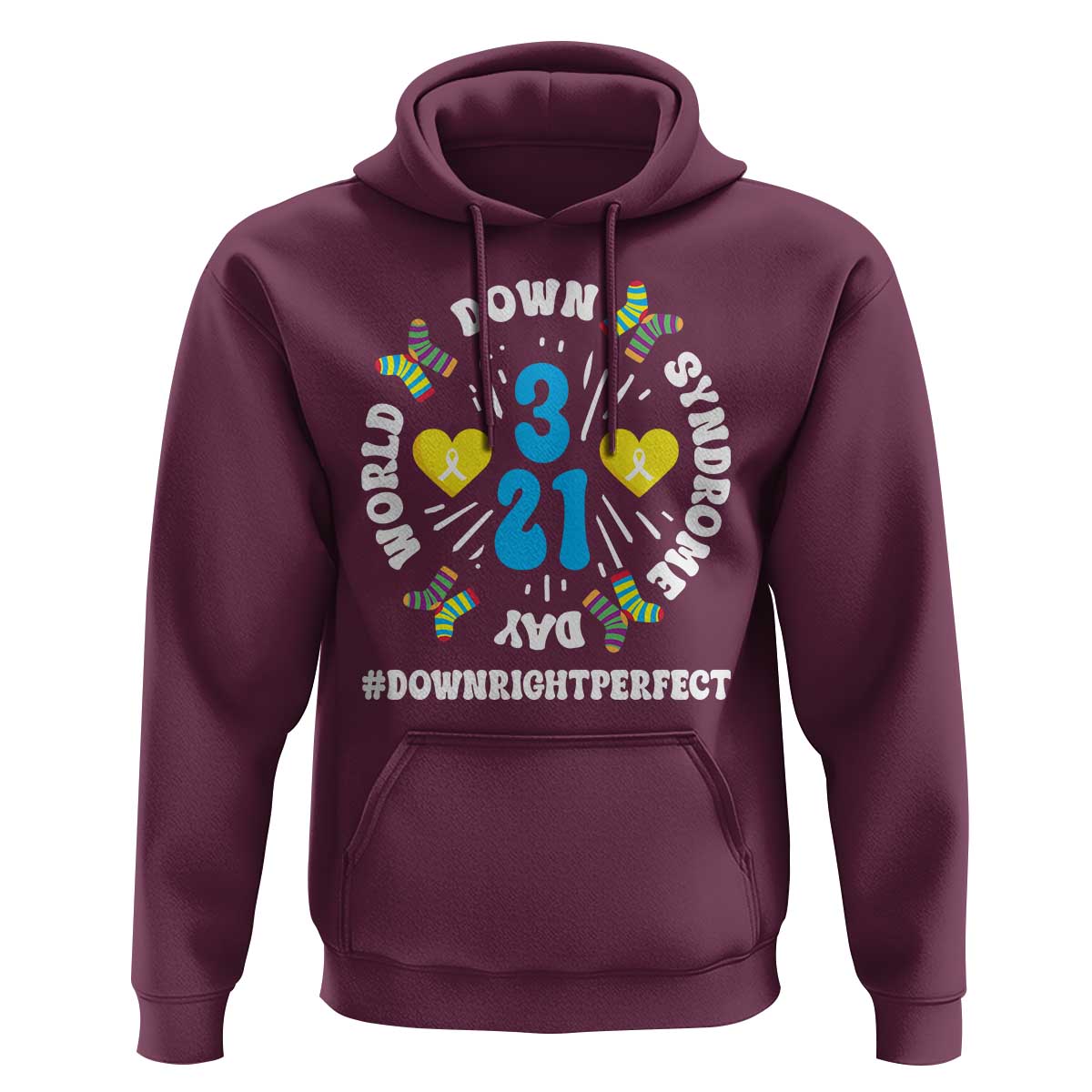 World Down Syndrome Day Hoodie 321 Awareness Support Blue Yellow Ribbon