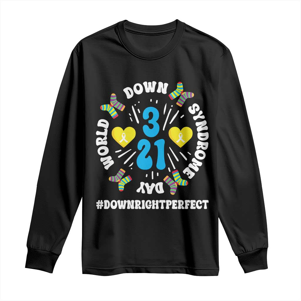 World Down Syndrome Day Long Sleeve Shirt 321 Awareness Support Blue Yellow Ribbon