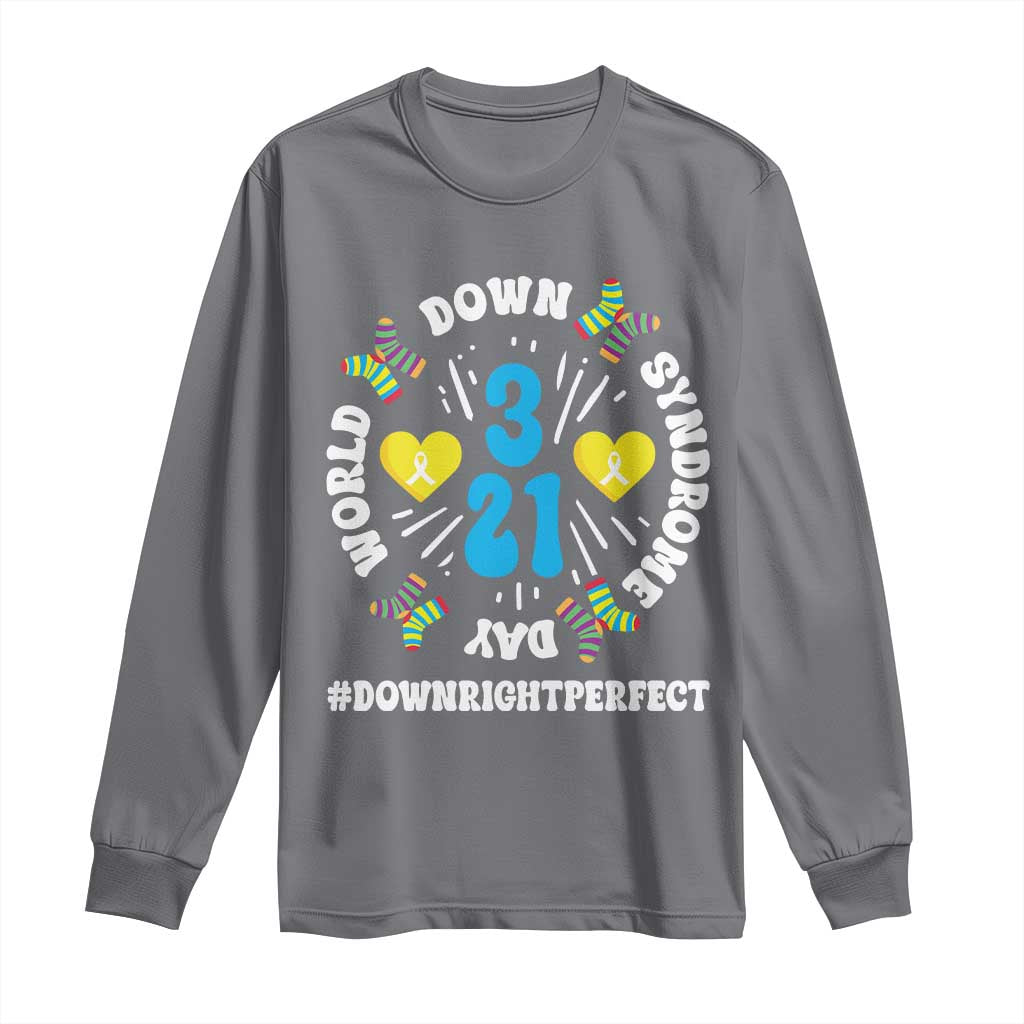 World Down Syndrome Day Long Sleeve Shirt 321 Awareness Support Blue Yellow Ribbon