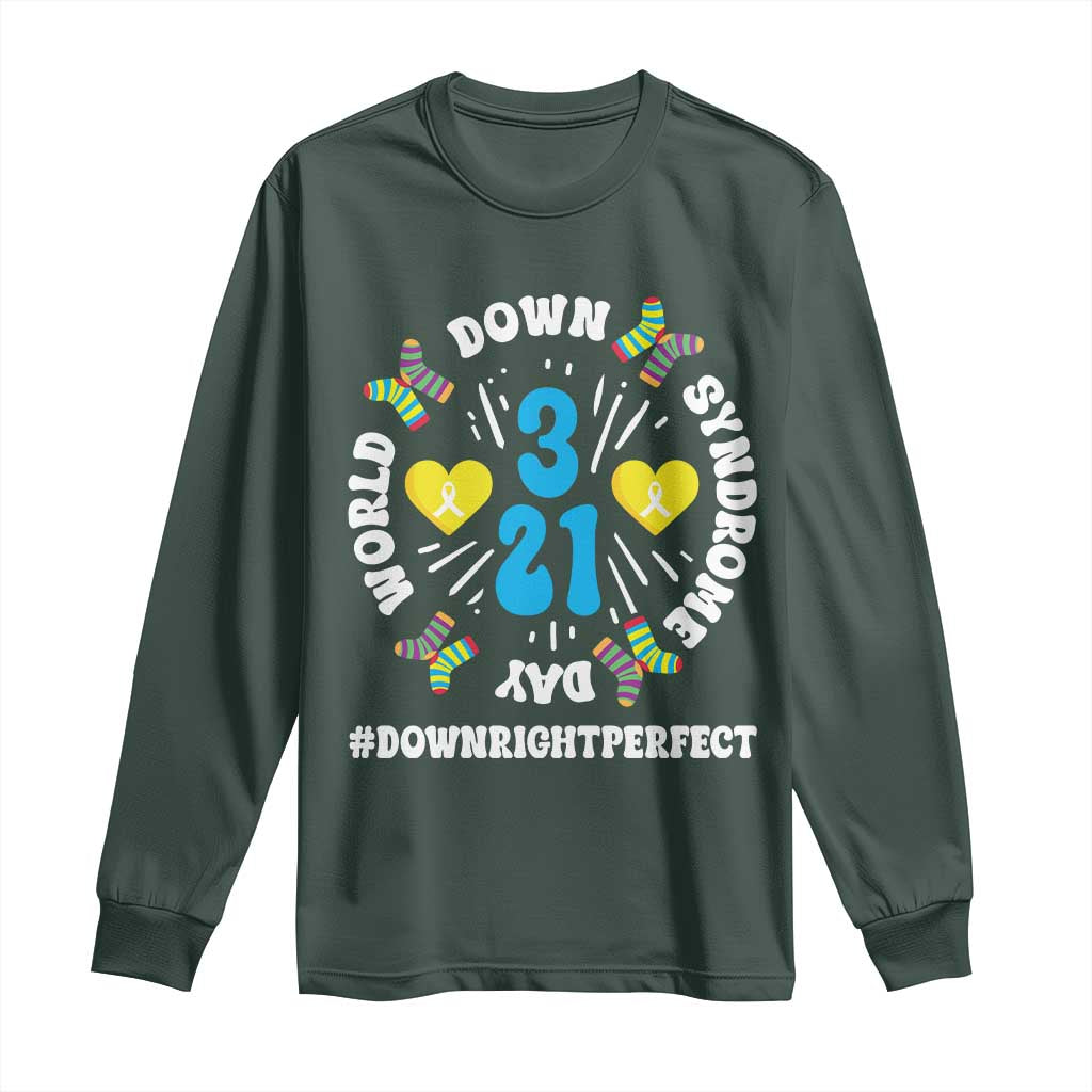 World Down Syndrome Day Long Sleeve Shirt 321 Awareness Support Blue Yellow Ribbon