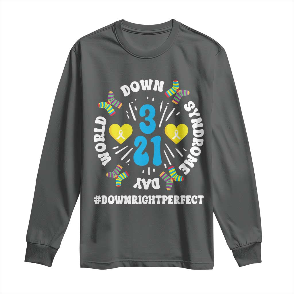 World Down Syndrome Day Long Sleeve Shirt 321 Awareness Support Blue Yellow Ribbon