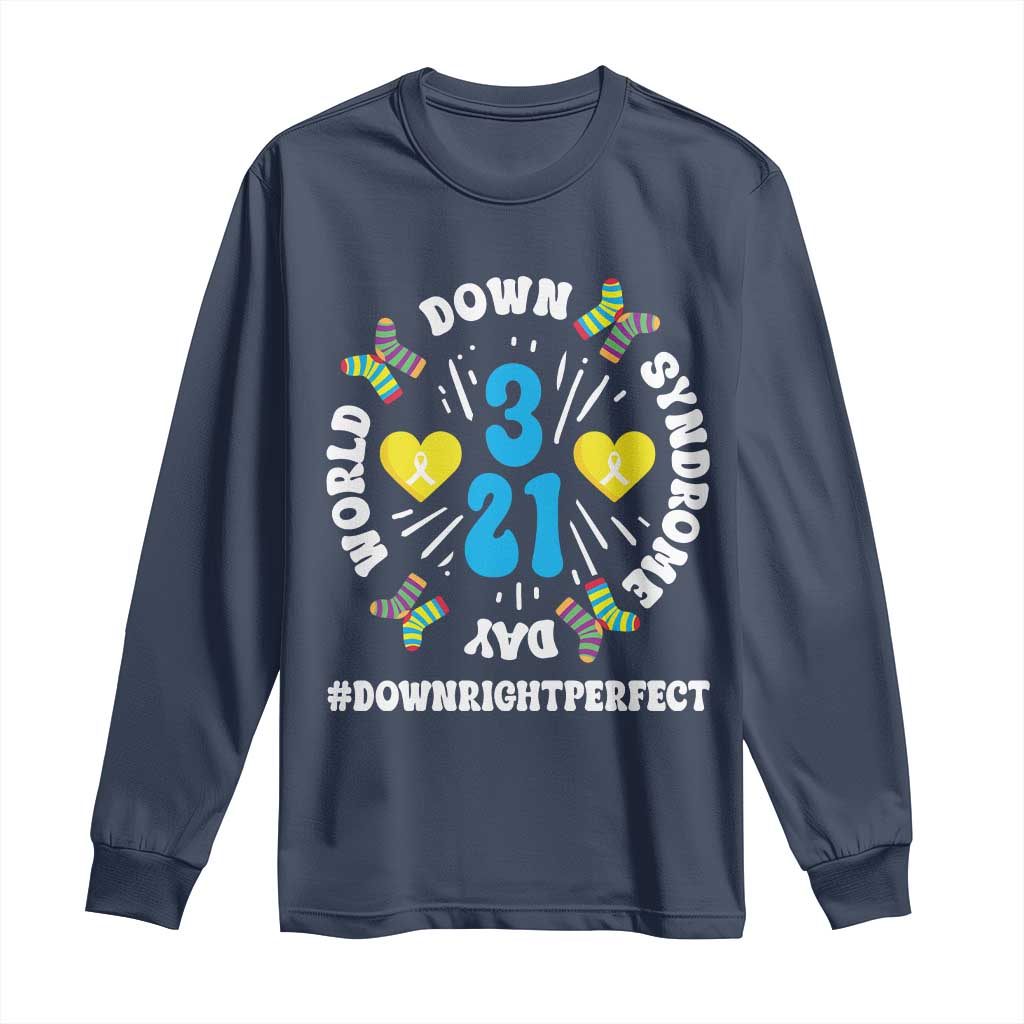 World Down Syndrome Day Long Sleeve Shirt 321 Awareness Support Blue Yellow Ribbon