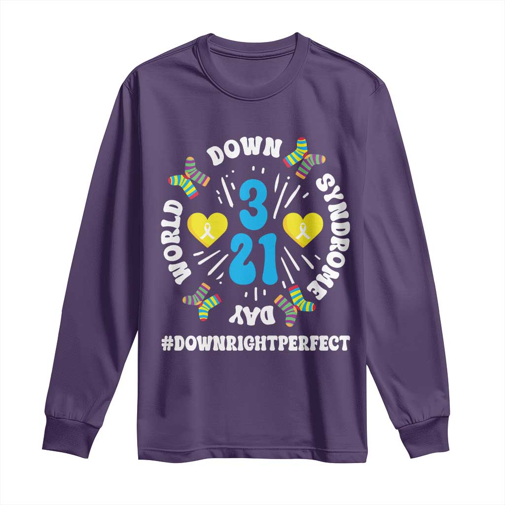 World Down Syndrome Day Long Sleeve Shirt 321 Awareness Support Blue Yellow Ribbon