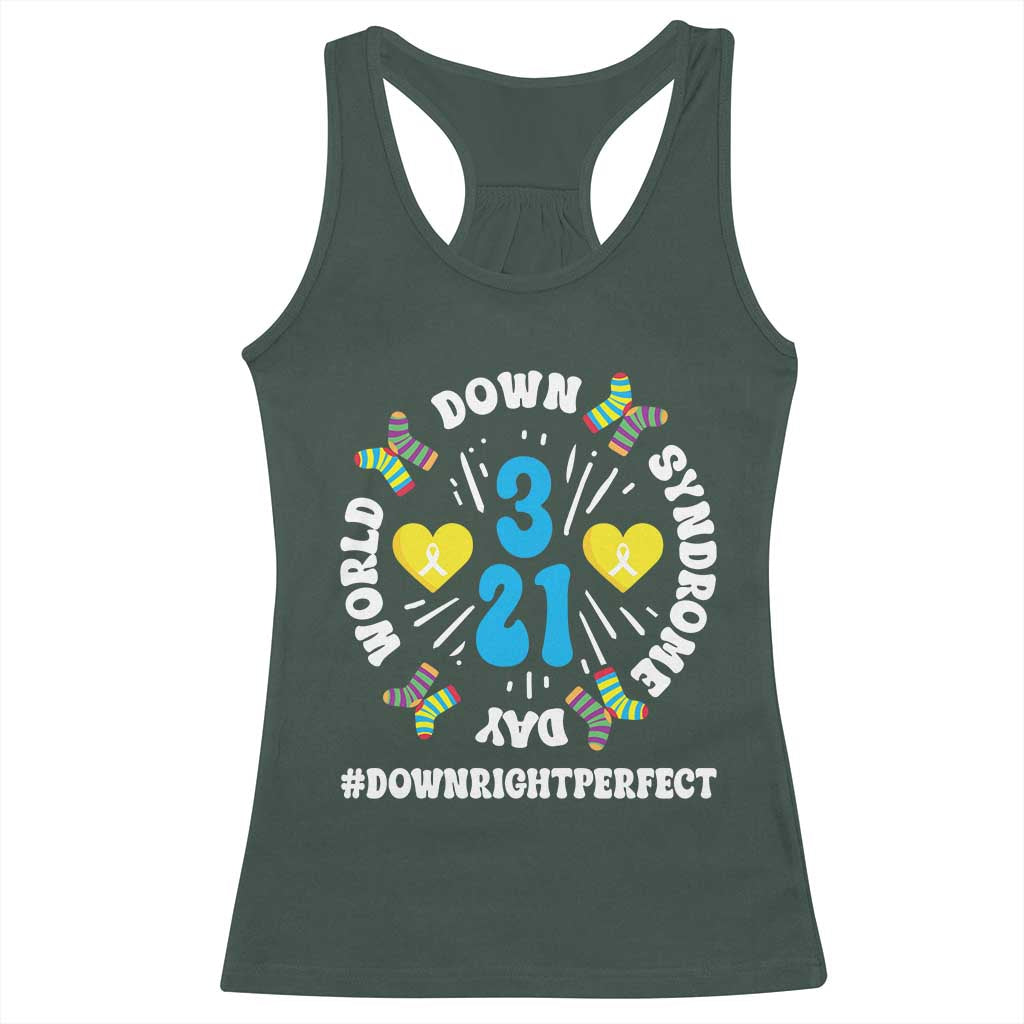World Down Syndrome Day Racerback Tank Top 321 Awareness Support Blue Yellow Ribbon