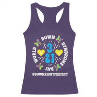 World Down Syndrome Day Racerback Tank Top 321 Awareness Support Blue Yellow Ribbon