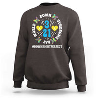 World Down Syndrome Day Sweatshirt 321 Awareness Support Blue Yellow Ribbon