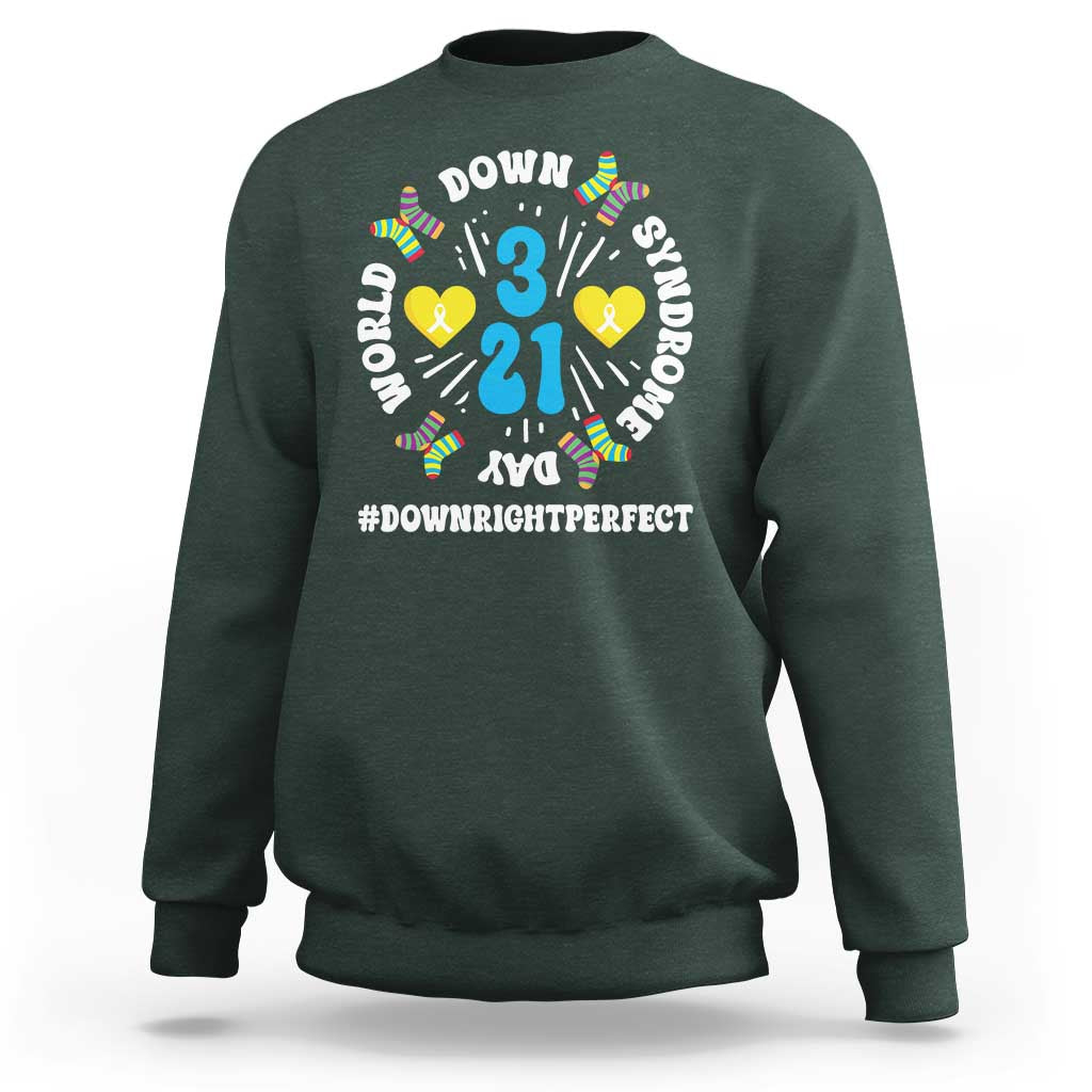 World Down Syndrome Day Sweatshirt 321 Awareness Support Blue Yellow Ribbon