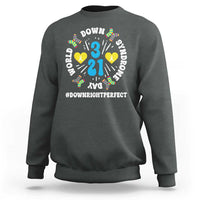 World Down Syndrome Day Sweatshirt 321 Awareness Support Blue Yellow Ribbon
