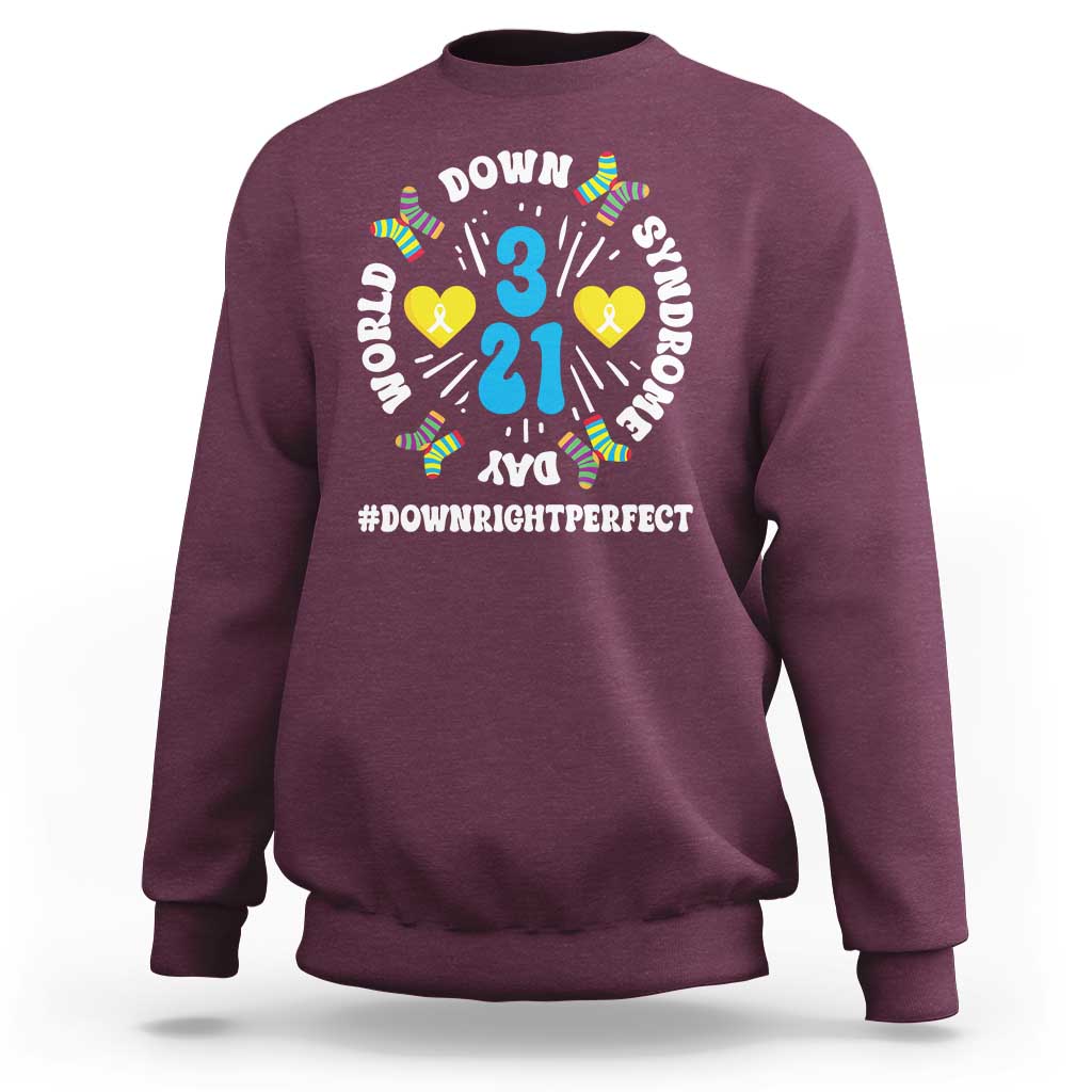 World Down Syndrome Day Sweatshirt 321 Awareness Support Blue Yellow Ribbon